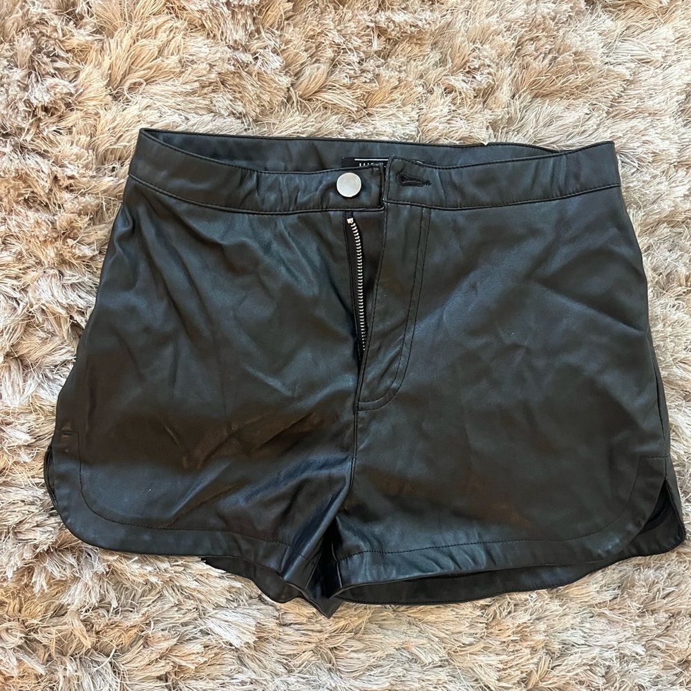 Black Faux Leather Women Shorts